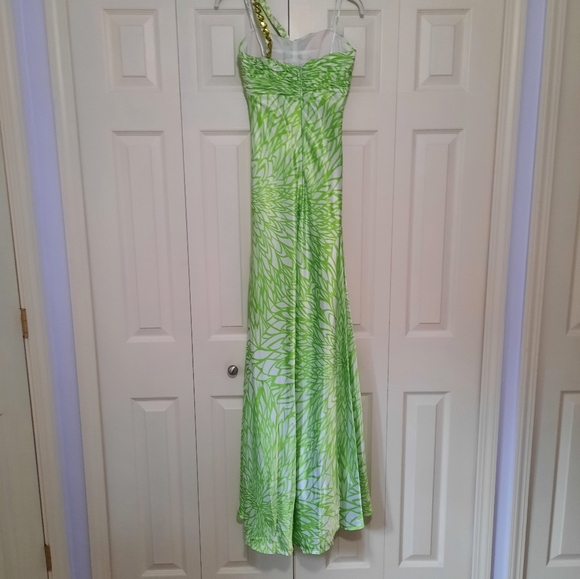 Prom lime green white gold dress - Picture 3 of 6
